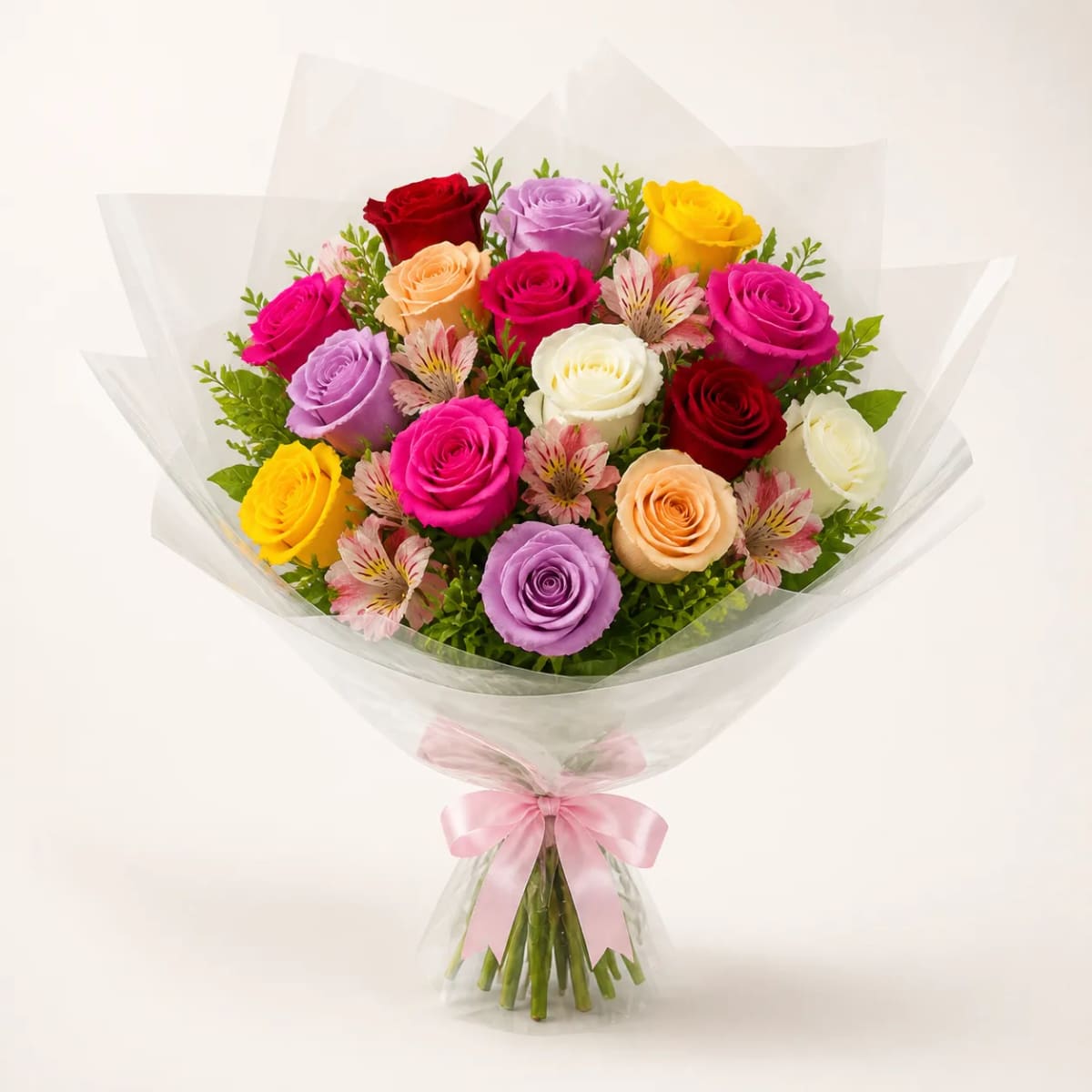 Buquê de 15 Rosas Coloridas