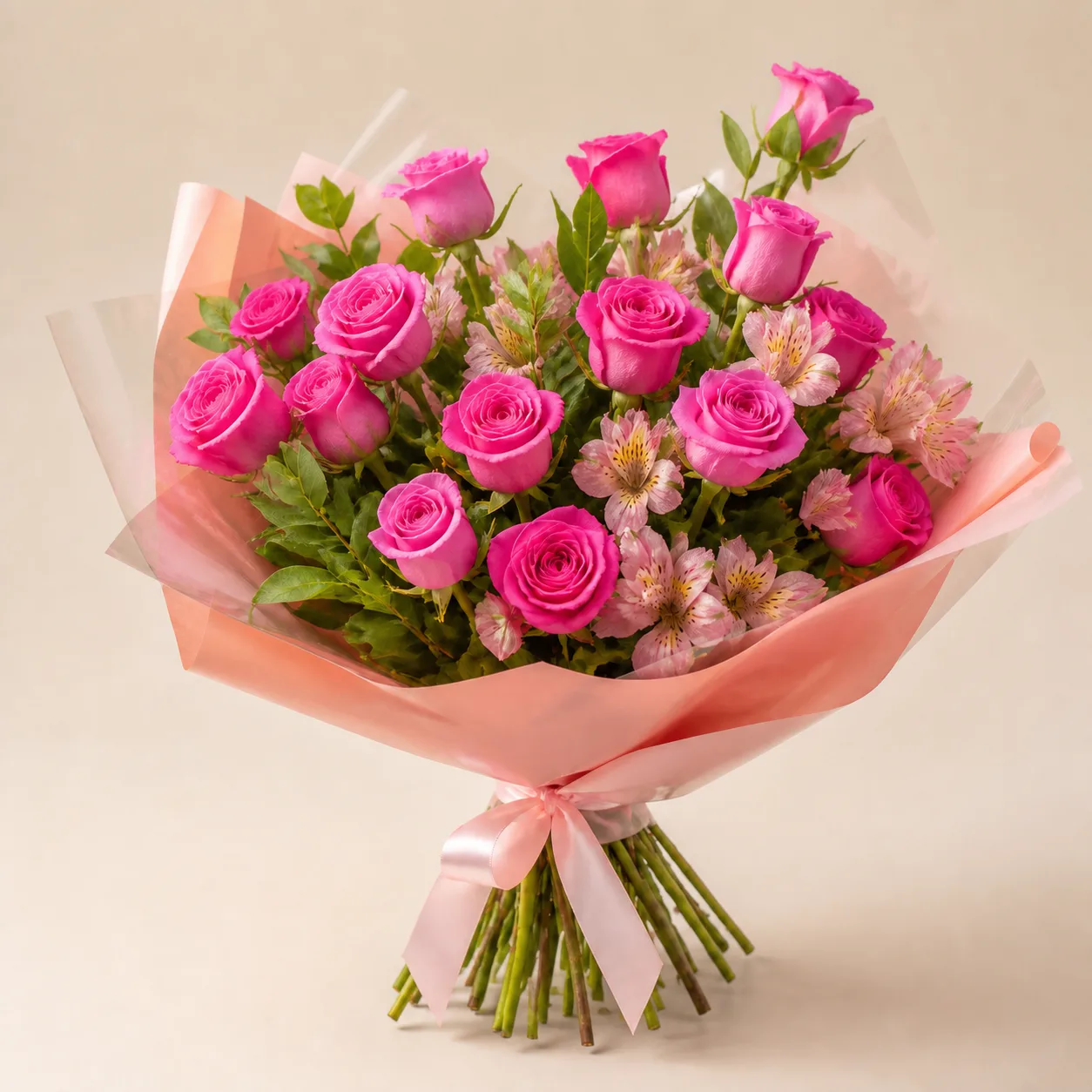 Buquê de 15 Rosas Pink