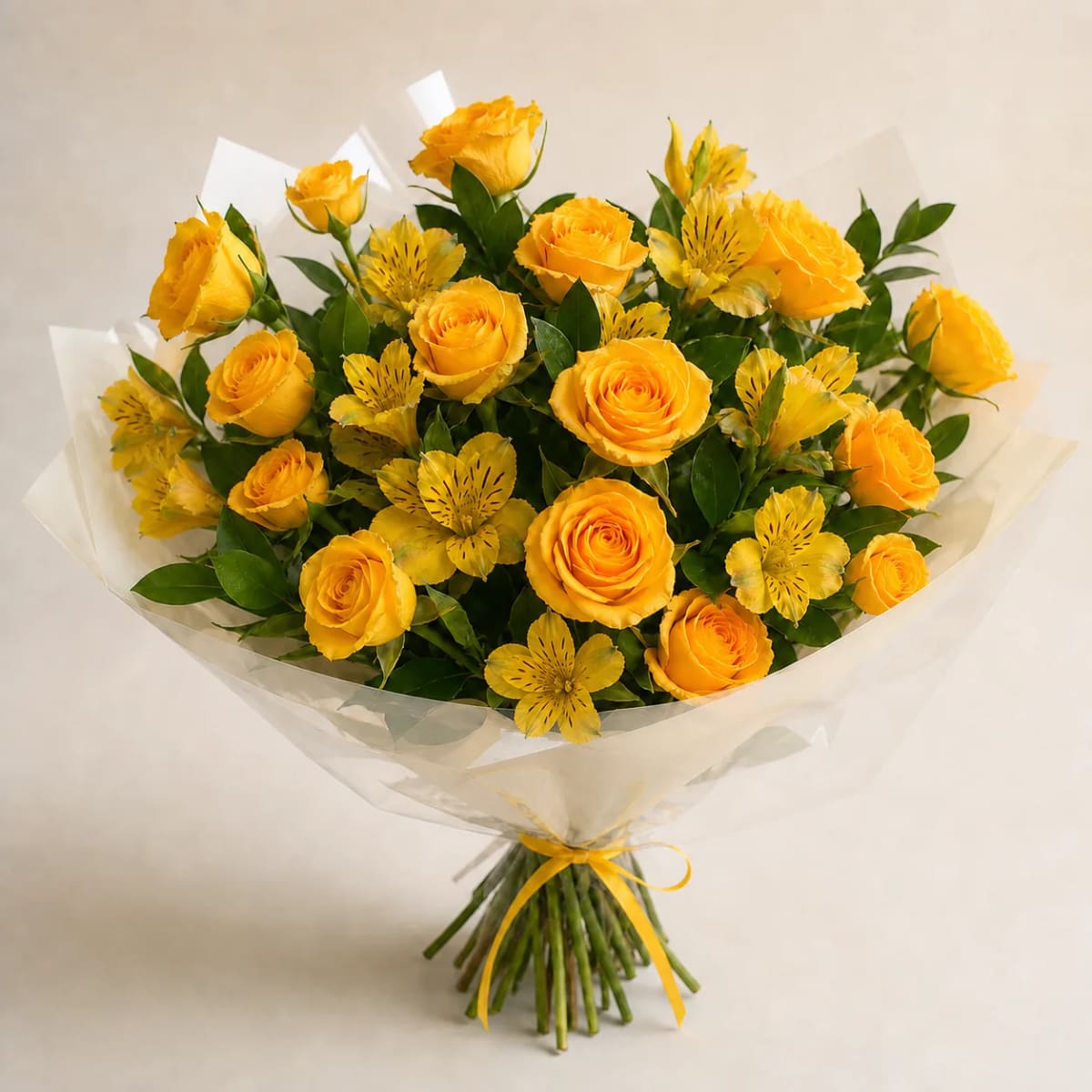 Buquê de 15 Rosas Amarelas