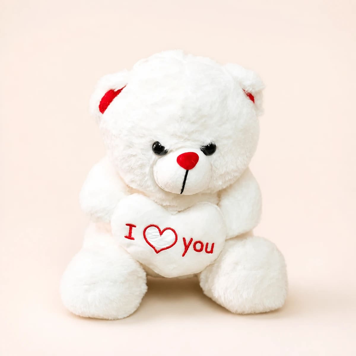 Urso de Pelúcia Branco I Love You com Coração